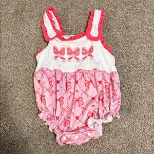 Pink Bow Print Baby Romper
